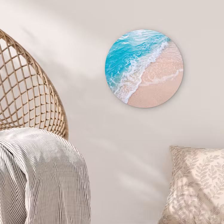 Strand - Zee - Golf - Natuur - Blauw Wandcirkel kunststof plaat 5mm dik klein -sfeer5