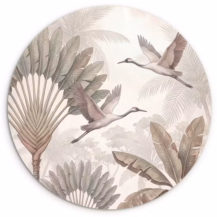Vogel - Tropisch - Jungle - Natuur - Beige Wandcirkel kunststof plaat 5mm dik klein -3d