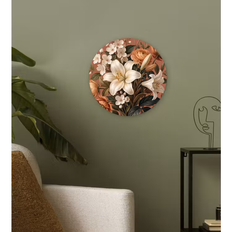 Boeket - Retro - Kleurrijk Wandcirkel kunststof plaat 5mm dik klein -sfeer3