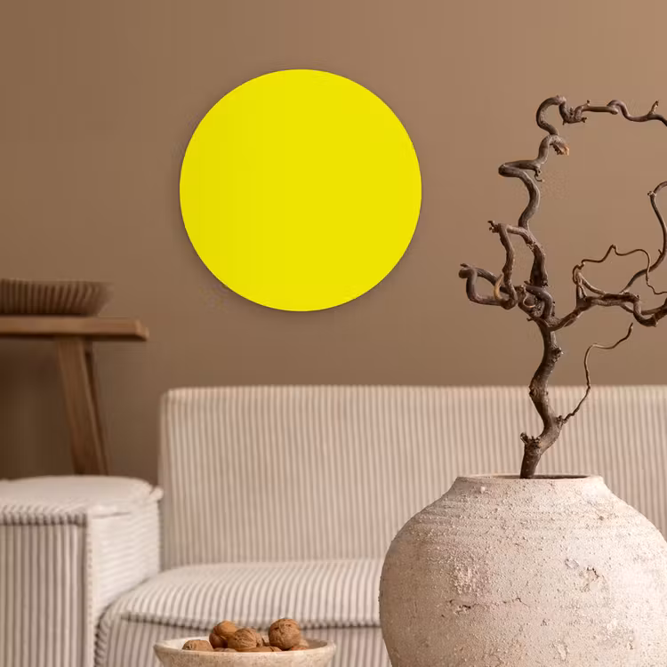 Bright - Canary - Geel Wandcirkel kunststof plaat 5mm dik klein 188 -sfeer1