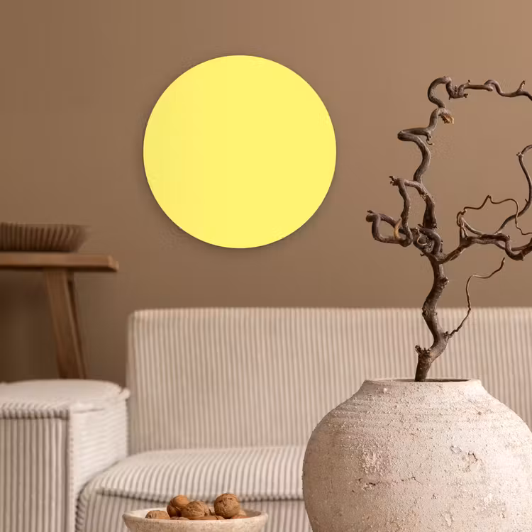 Buttery - Beige - Geel Wandcirkel kunststof plaat 5mm dik klein 188 -sfeer1