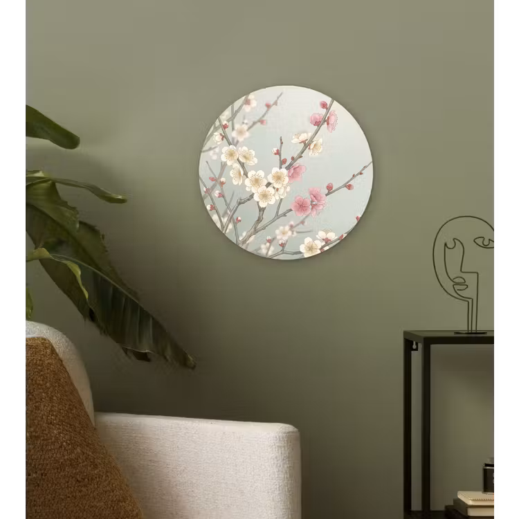 Kersen - Bloesem - Groen Wandcirkel kunststof plaat 5mm dik klein -sfeer3