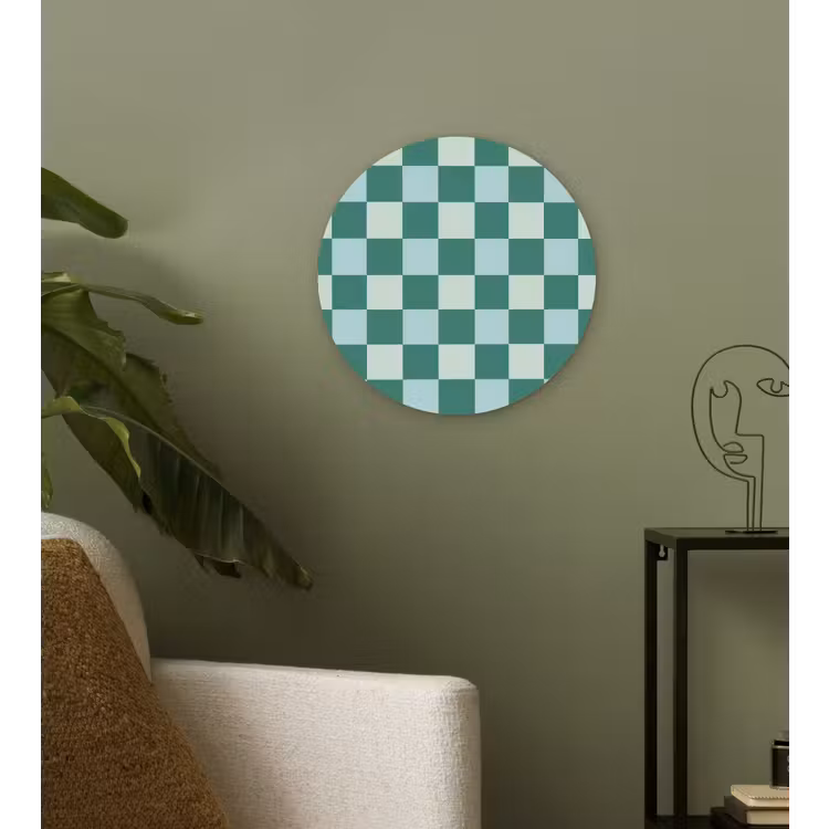 Schaak - Klassiek - Groen Wandcirkel kunststof plaat 5mm dik klein 188 -sfeer3