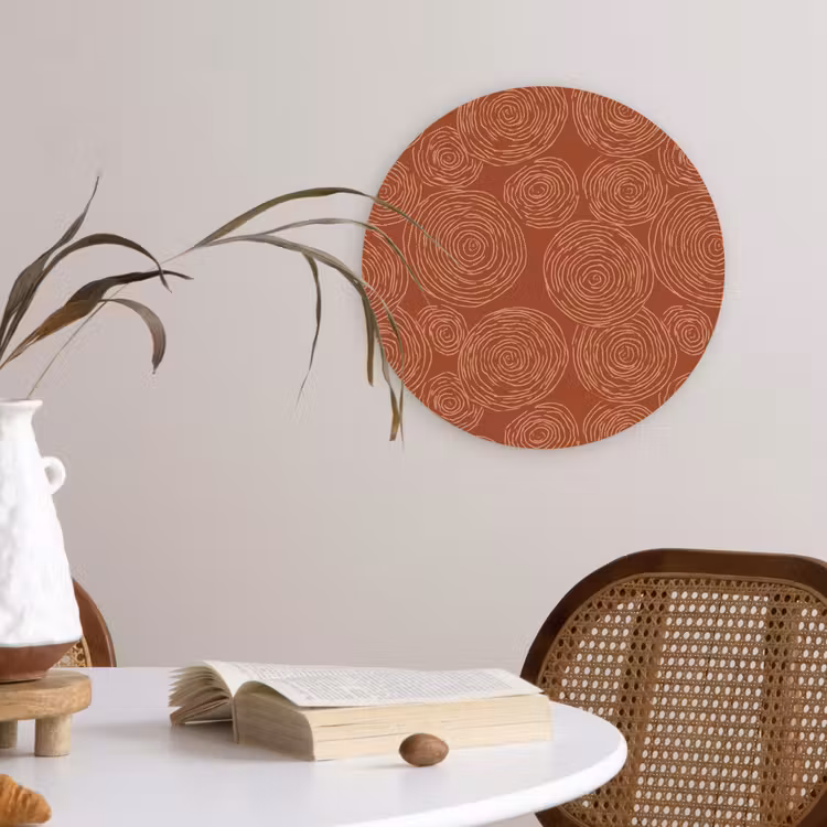Cirkels - Abstract - Artistiek - Terracotta Wandcirkel kunststof plaat 5mm dik klein 188 -sfeer4