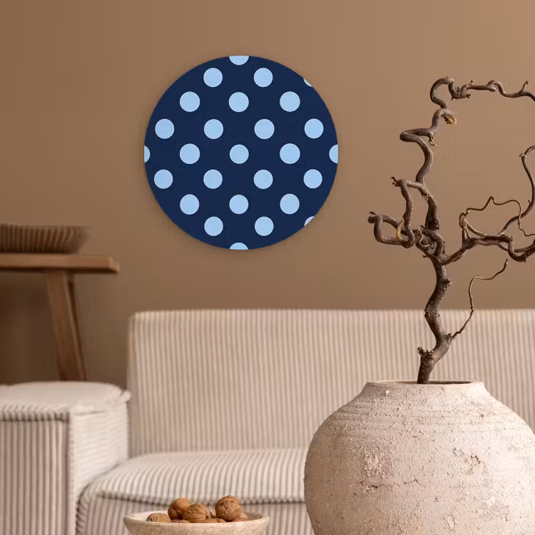 Klassiek - Dots - Blauw Wandcirkel kunststof plaat 5mm dik klein 188 -sfeer1