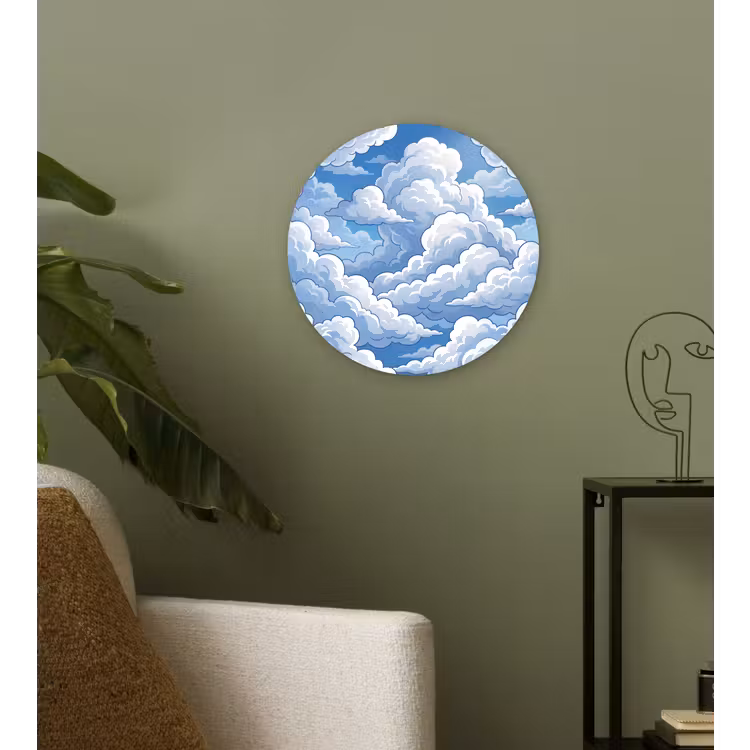 Wolken - Hemel - Abstract - Wit Wandcirkel kunststof plaat 5mm dik klein -sfeer3