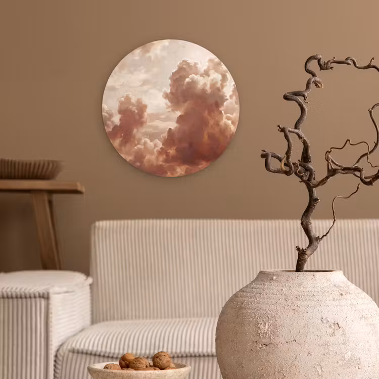 Wolken - Lucht - Natuur - Modern - Bruin Wandcirkel kunststof plaat 5mm dik klein -sfeer1
