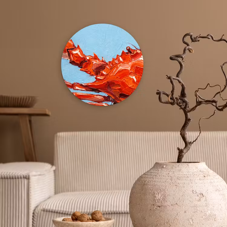Krab - Zee - Dieren - Abstract - Rood Wandcirkel kunststof plaat 5mm dik klein -sfeer1