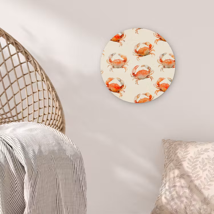 Krabben - Patroon - Oranje Wandcirkel kunststof plaat 5mm dik klein 188 -sfeer5