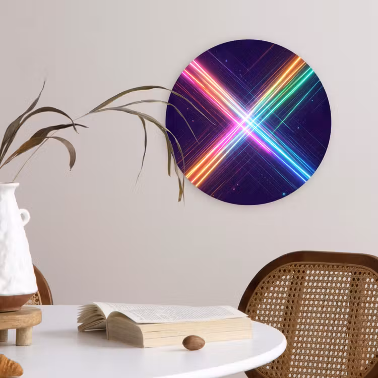 Kruisen - Lasterstralen - Neon Wandcirkel kunststof plaat 5mm dik klein -sfeer4