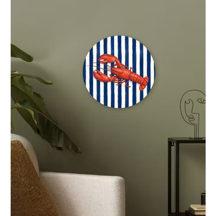 Schaaldier - Kreeft - Marine - Illustratie - Rood Wandcirkel kunststof plaat 5mm dik klein -sfeer3