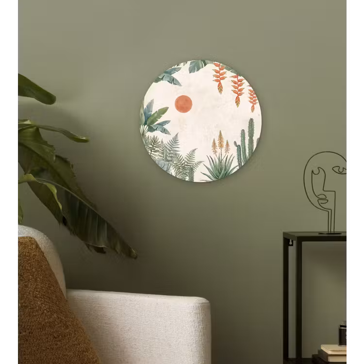 Woestijn - Planten - Groen Wandcirkel kunststof plaat 5mm dik klein -sfeer3