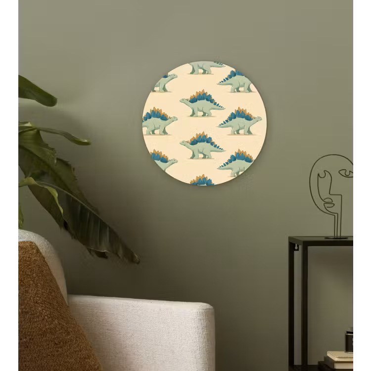 Dino - Patroon - Groen Wandcirkel kunststof plaat 5mm dik klein 188 -sfeer3