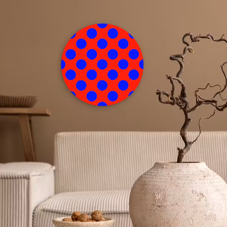Dots - Klassiek - Rood Wandcirkel kunststof plaat 5mm dik klein 188 -sfeer1