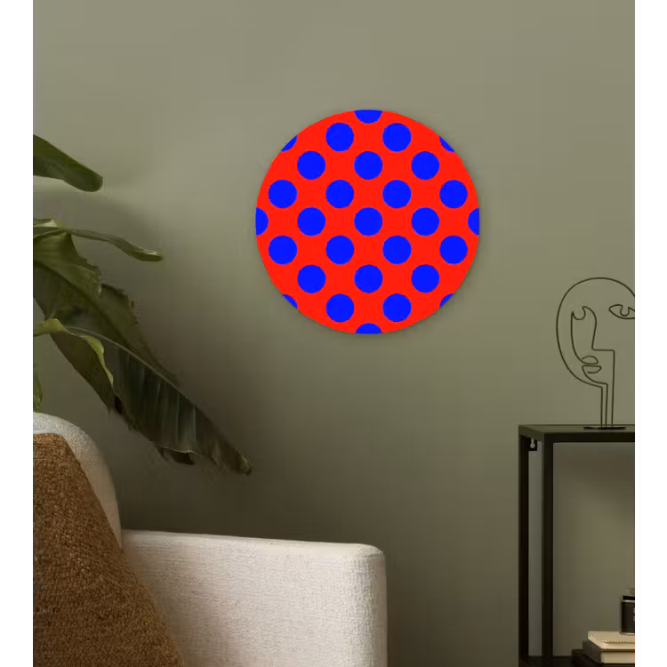 Dots - Klassiek - Rood Wandcirkel kunststof plaat 5mm dik klein 188 -sfeer3