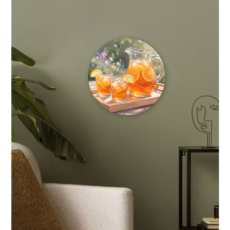 Drank - Citroen - Zomer - Tuin - Geel Wandcirkel kunststof plaat 5mm dik klein -sfeer3