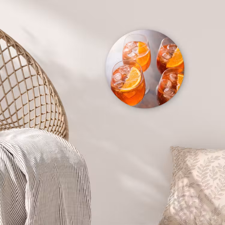 Drank - Sinaasappel - IJs - Zomer - Oranje Wandcirkel kunststof plaat 5mm dik klein -sfeer5