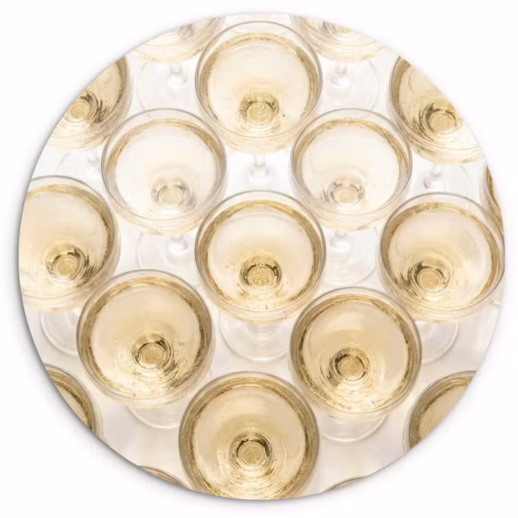 Drank - Glazen - Feest - Goud Wandcirkel kunststof plaat 5mm dik klein -3d