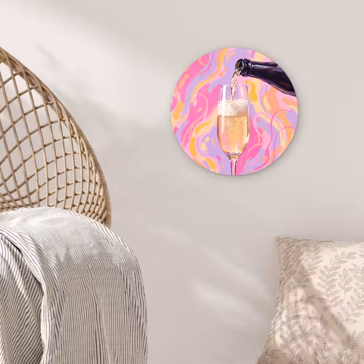 Drank - Inschenken - Feest - Abstract - Roze Wandcirkel kunststof plaat 5mm dik klein -sfeer5