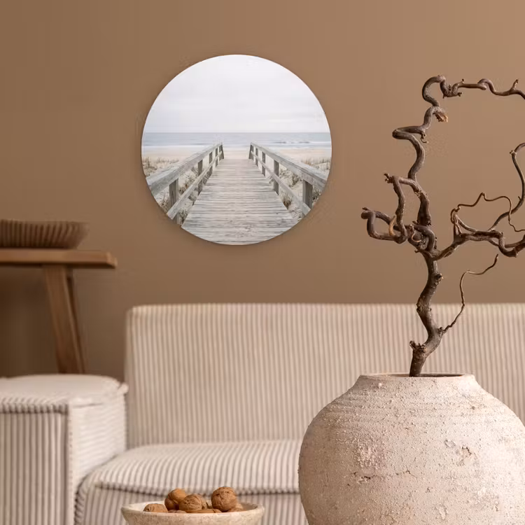 Duinen - Vlonder - Oceaan Wandcirkel kunststof plaat 5mm dik klein -sfeer1
