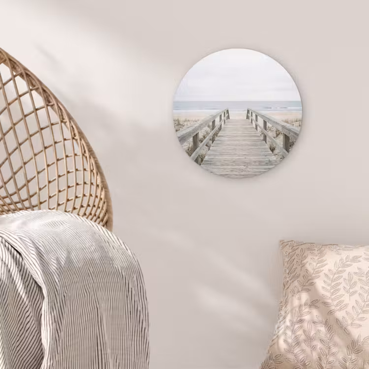 Duinen - Vlonder - Oceaan Wandcirkel kunststof plaat 5mm dik klein -sfeer5