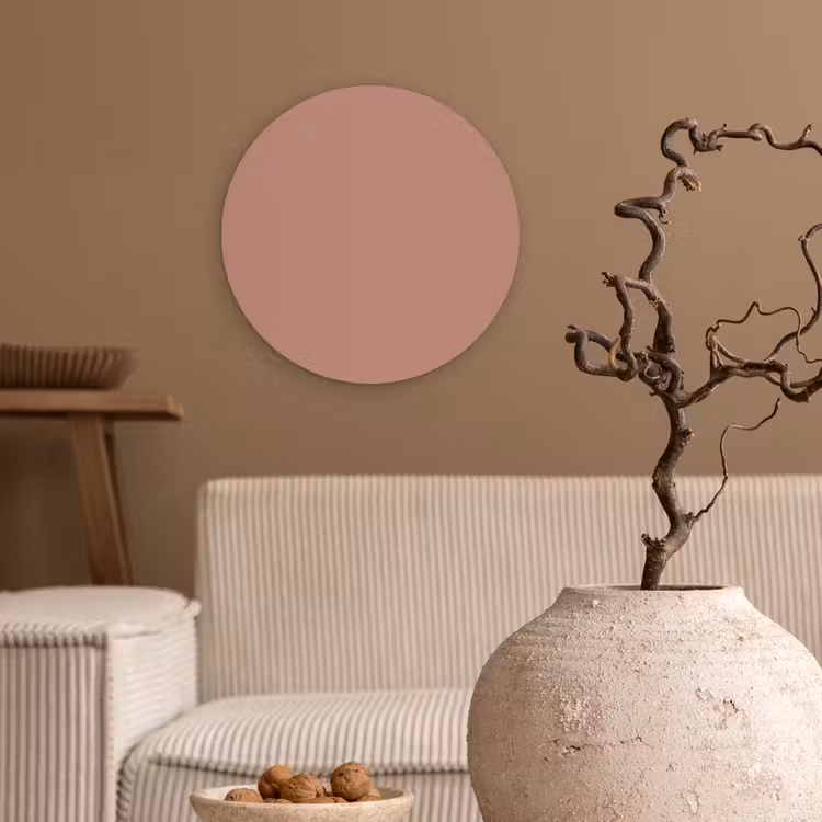 Earthy - Blusher - Roze Wandcirkel kunststof plaat 5mm dik klein 188 -sfeer1