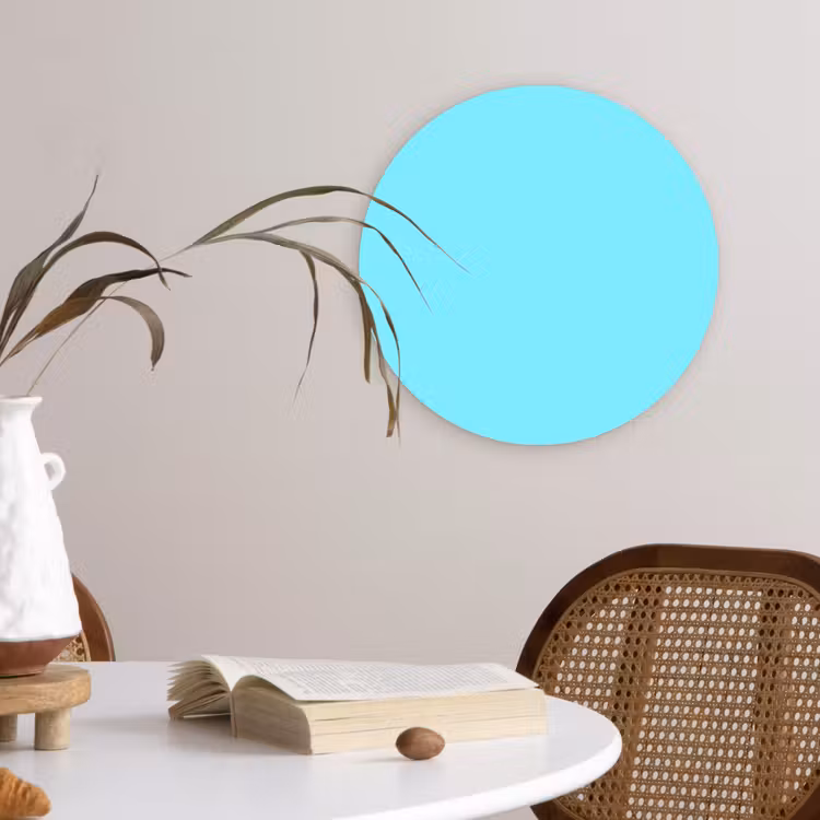 Electric - Cyan - Blauw Wandcirkel kunststof plaat 5mm dik klein 188 -sfeer4