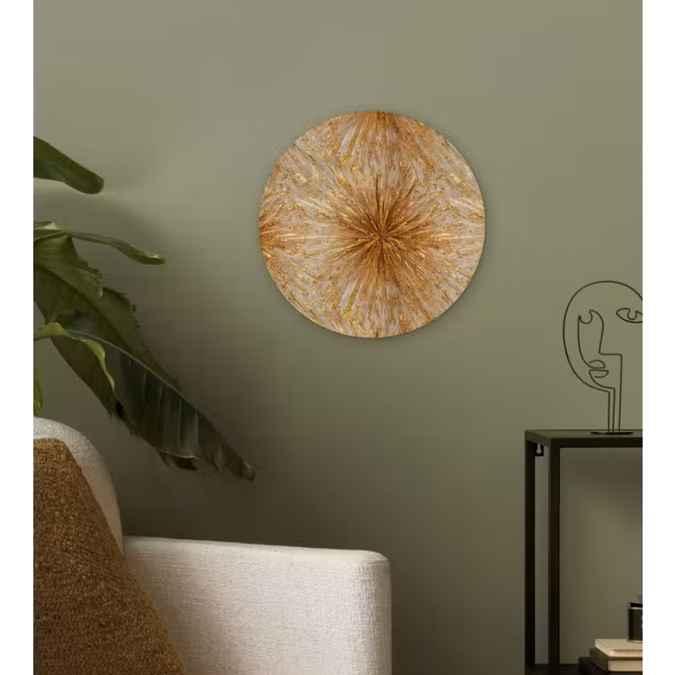 Explosie - Abstract - Goud - Wit Wandcirkel kunststof plaat 5mm dik klein 188 -sfeer3