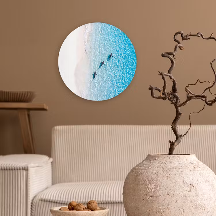 Vis - Oceaan - Strand - Turquoise - Natuur Wandcirkel kunststof plaat 5mm dik klein -sfeer1