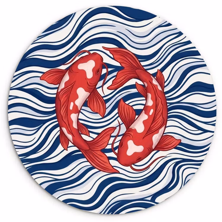 Vis - Water - Natuur - Illustratie - Rood Wandcirkel kunststof plaat 5mm dik klein -3d