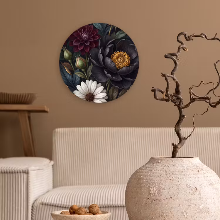Bloemen - Boeket - Natuur - Klassiek - Weelderig Wandcirkel kunststof plaat 5mm dik klein -sfeer1
