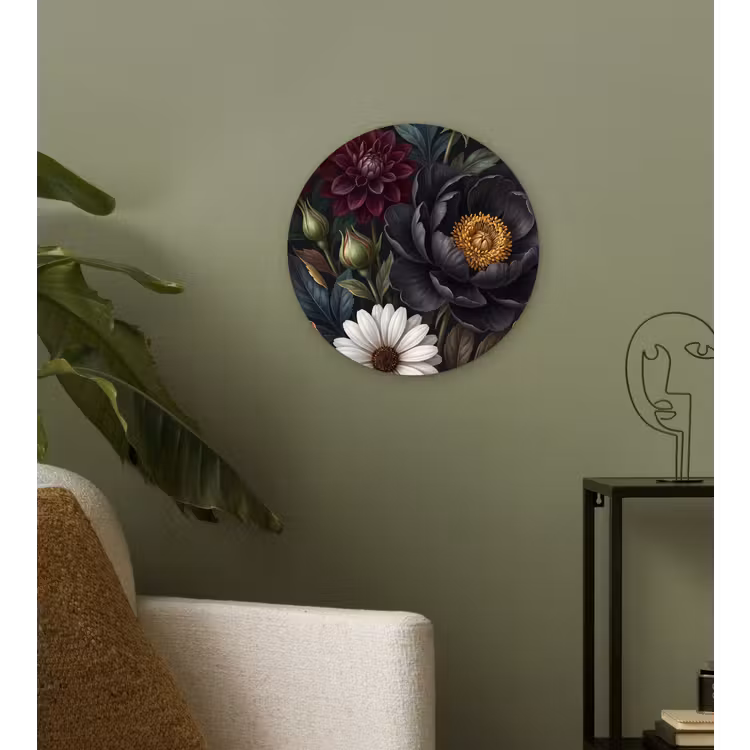 Bloemen - Boeket - Natuur - Klassiek - Weelderig Wandcirkel kunststof plaat 5mm dik klein -sfeer3