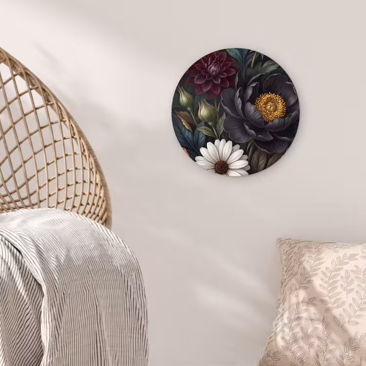 Bloemen - Boeket - Natuur - Klassiek - Weelderig Wandcirkel kunststof plaat 5mm dik klein -sfeer5