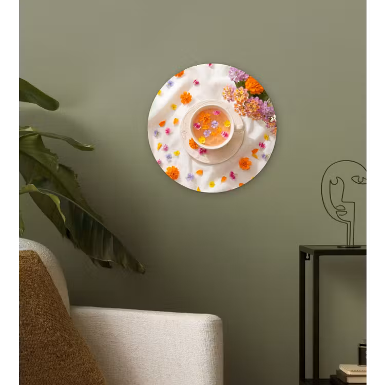 Bloemen - Kop - Natuur - Kleurrijk - Zomer Wandcirkel kunststof plaat 5mm dik klein -sfeer3