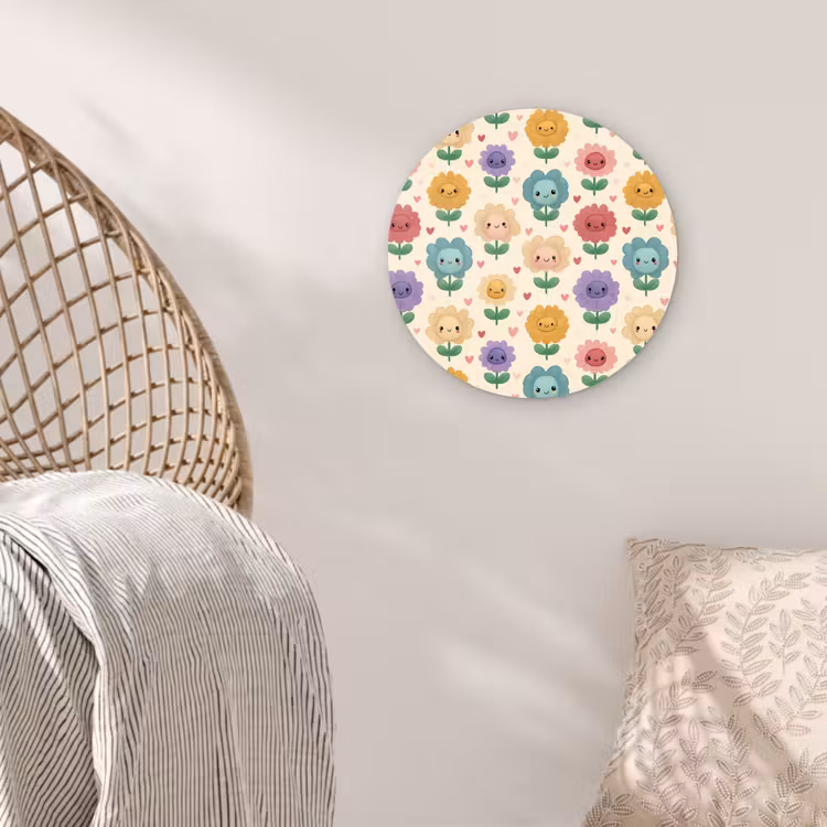 Bloemen - Hartjes - Kleurrijk Wandcirkel kunststof plaat 5mm dik klein 188 -sfeer5