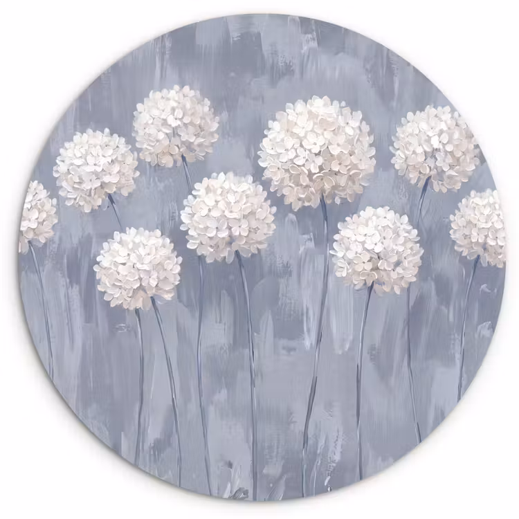Bloemen - Illustratie - Blauw Wandcirkel kunststof plaat 5mm dik klein -3d