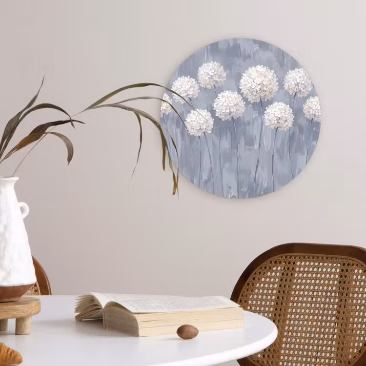 Bloemen - Illustratie - Blauw Wandcirkel kunststof plaat 5mm dik klein -sfeer4