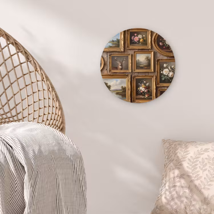 Bloemen - Rozen - Klassiek - Vaas - Kleurrijk Wandcirkel kunststof plaat 5mm dik klein -sfeer5