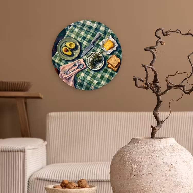 Eten - Ontbijt - Tafel - Modern - Groen Wandcirkel kunststof plaat 5mm dik klein -sfeer1