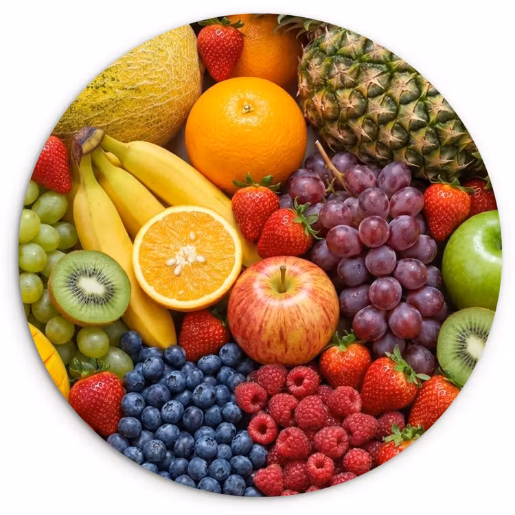 Eten - Fruit - Vers - Kleurrijk - Voeding Wandcirkel kunststof plaat 5mm dik klein -3d