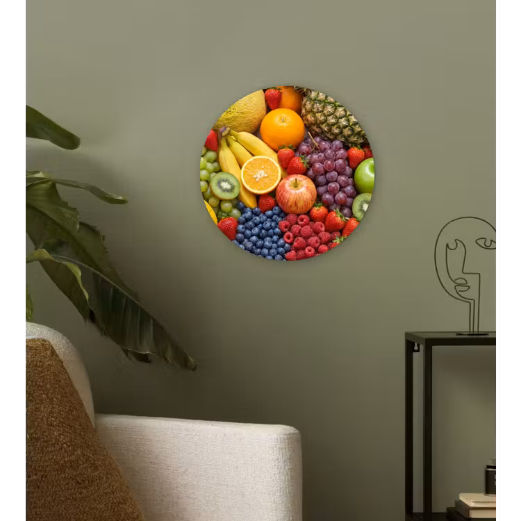 Eten - Fruit - Vers - Kleurrijk - Voeding Wandcirkel kunststof plaat 5mm dik klein -sfeer3