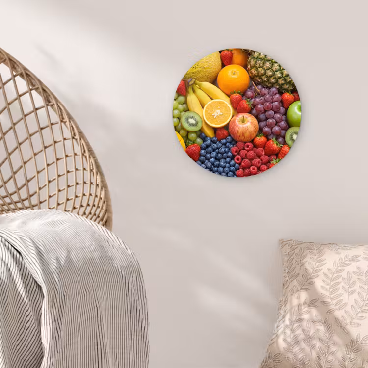 Eten - Fruit - Vers - Kleurrijk - Voeding Wandcirkel kunststof plaat 5mm dik klein -sfeer5