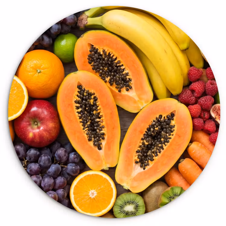 Eten - Fruit - Groenten - Vers - Kleurrijk Wandcirkel kunststof plaat 5mm dik klein -3d