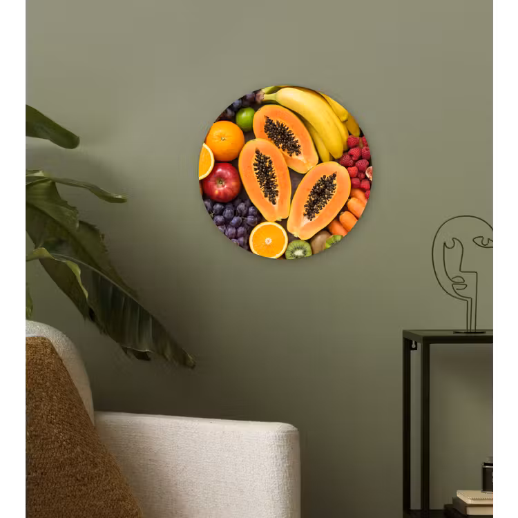Eten - Fruit - Groenten - Vers - Kleurrijk Wandcirkel kunststof plaat 5mm dik klein -sfeer3