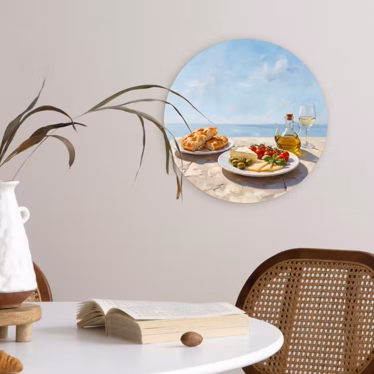 Eten - Middellandse Zee - Natuur - Geschilderd Wandcirkel kunststof plaat 5mm dik klein -sfeer4