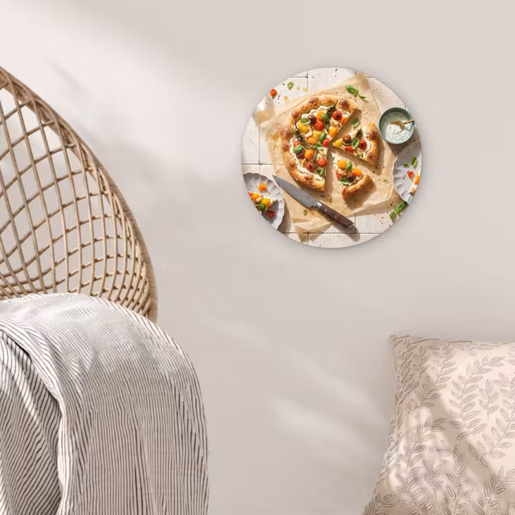 Eten - Tomaten - Basilicum - Maaltijd - Vers Wandcirkel kunststof plaat 5mm dik klein -sfeer5
