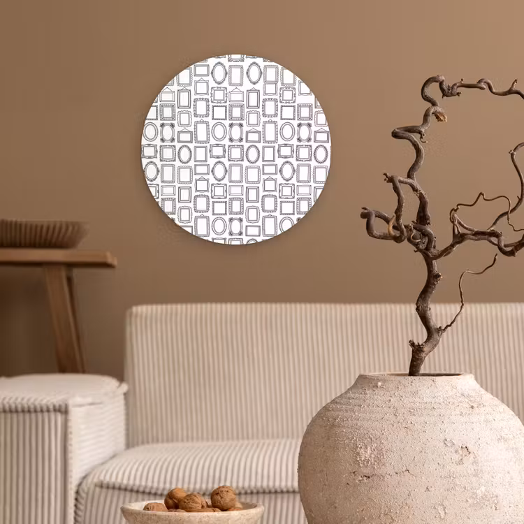 Lijsten - Patroon - Decoratie - Schets - Zwart-wit Wandcirkel kunststof plaat 5mm dik klein -sfeer1