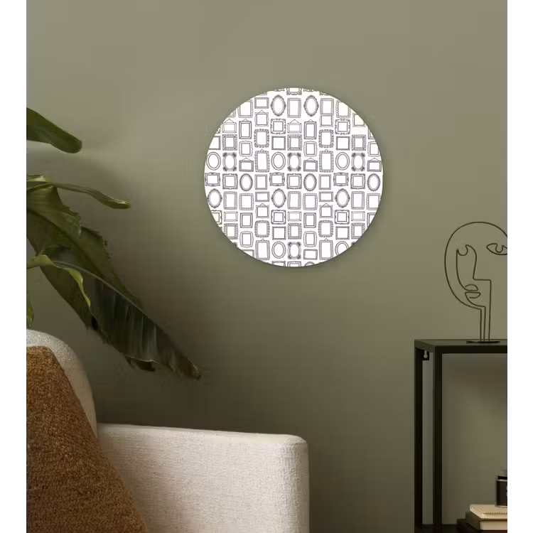 Lijsten - Patroon - Decoratie - Schets - Zwart-wit Wandcirkel kunststof plaat 5mm dik klein -sfeer3