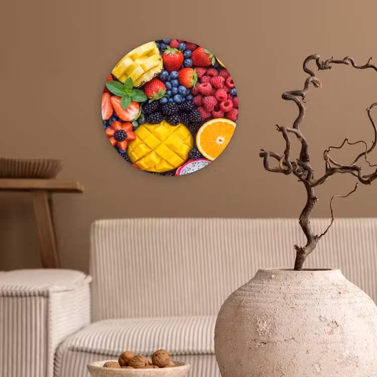 Fruit - Vers - Kleurrijk - Eten Wandcirkel kunststof plaat 5mm dik klein -sfeer1