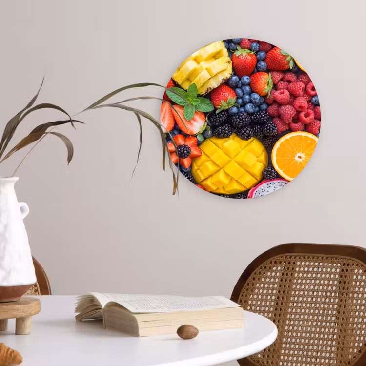 Fruit - Vers - Kleurrijk - Eten Wandcirkel kunststof plaat 5mm dik klein -sfeer4